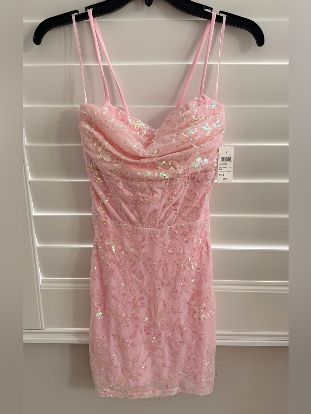 Windsor Pink Sequin Spaghetti-Strap Party Dress